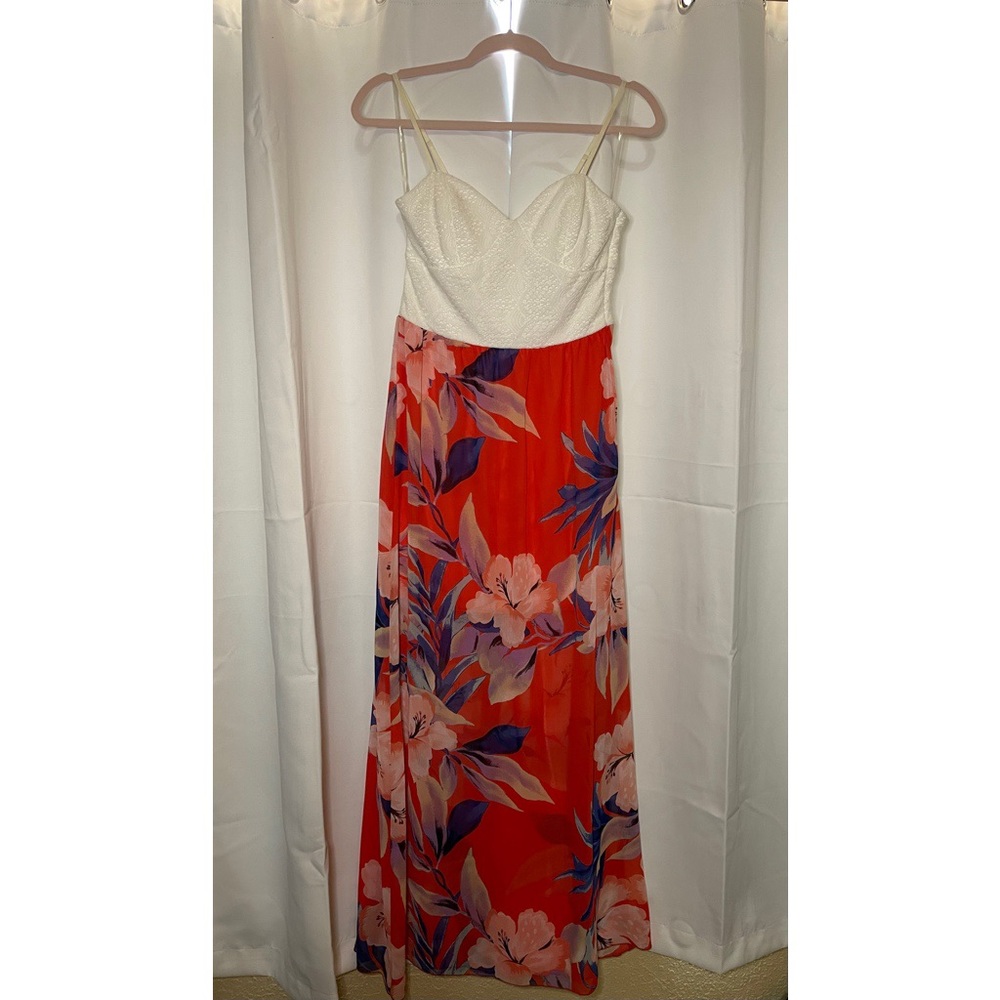 NWOT White and Floral Maxi Dress